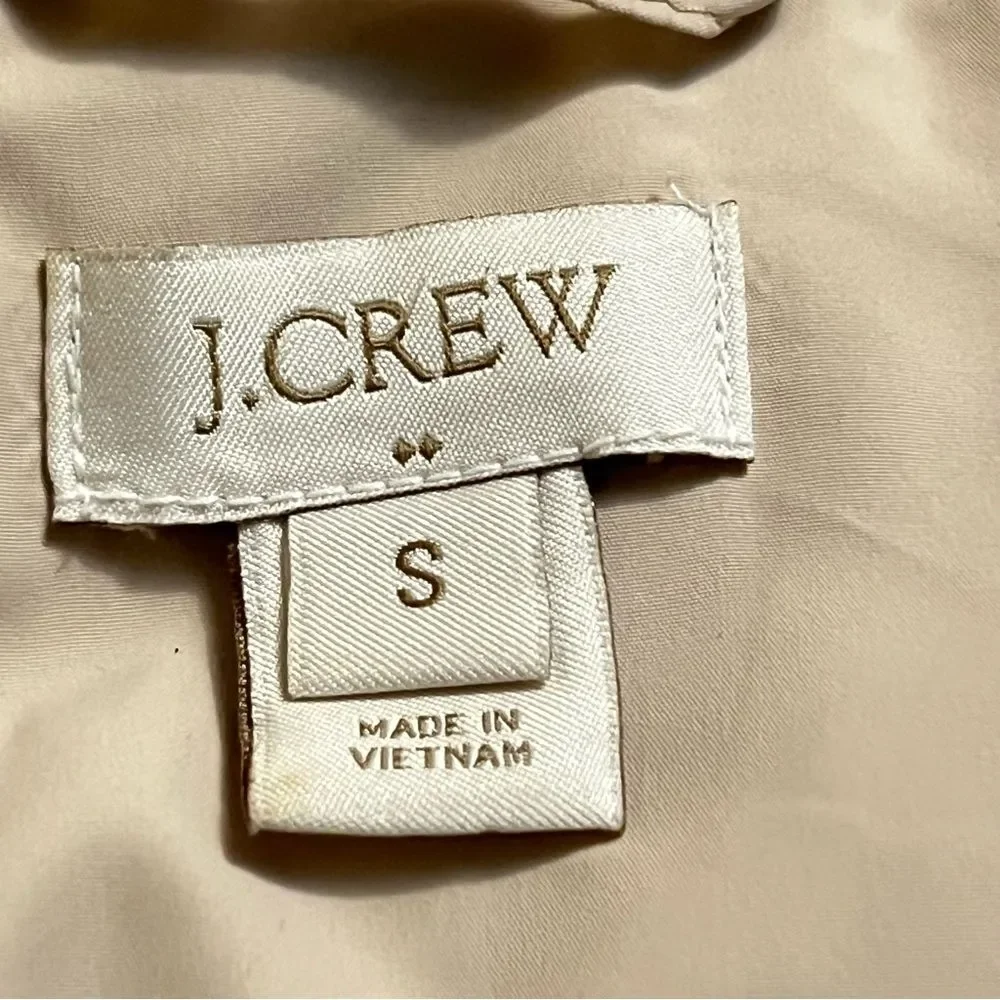 J.Crew Factory Quilted Beige Full Double Zipper Pull Down Puffer Vest-Size Small